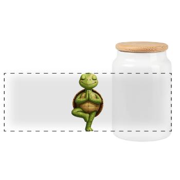Tortue zen en équilibre - Boîte à biscuits avec couvercle en bois - blanc - Devant