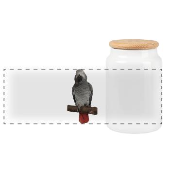 Perroquet gris sur branche - Boîte à biscuits avec couvercle en bois - blanc - Devant