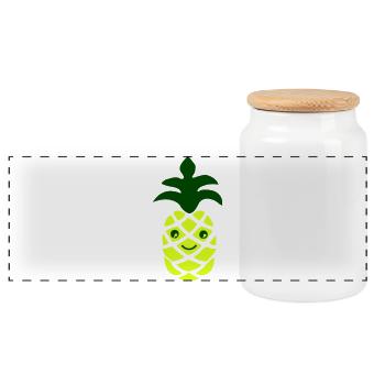 Kawaii Ananas Neon Gelb Muster - Panorama Keksdose mit Holzdeckel - Weiß - Vorne