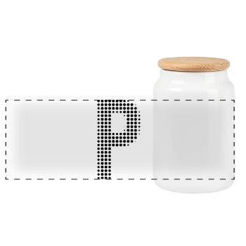 Buchstabe P – Punktmuster Initial Design - Panorama Keksdose mit Holzdeckel - Weiß - Vorne