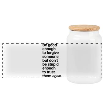 Forgive Someone Trust Again Saying - Panoramic Cookie Jar with Wooden Lid - white - Front