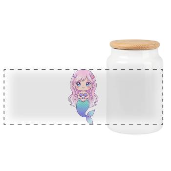 Sirène - Boîte à biscuits avec couvercle en bois - blanc - Devant