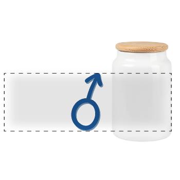 Symbole Mars bleu minimaliste - Boîte à biscuits avec couvercle en bois - blanc - Devant