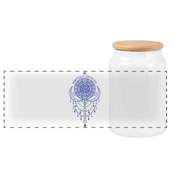 Spiritualité Géométrie Sacrée Protégée Spirituellement - Boîte à biscuits avec couvercle en bois - blanc - Devant