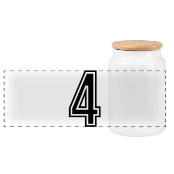 4 Symbole numérique - Boîte à biscuits avec couvercle en bois - blanc - Devant