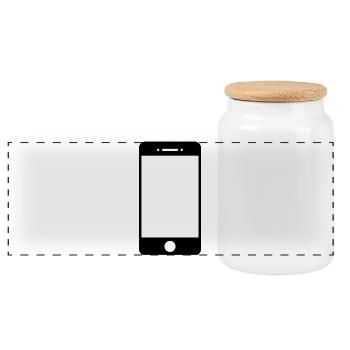 smartphone - Panoramic Cookie Jar with Wooden Lid - white - Front