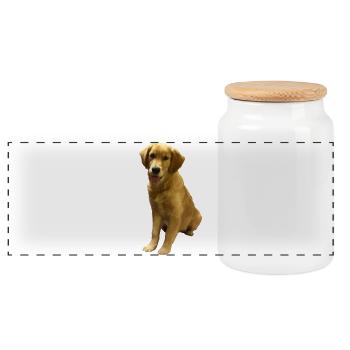 Golden Retriever Pup Portrait - Panoramic Cookie Jar with Wooden Lid - white - Front