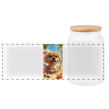 Mila in the sun - Panoramic Cookie Jar with Wooden Lid - white - Front