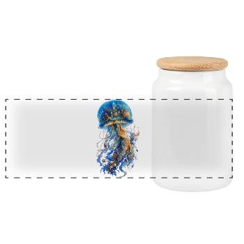 Méduse féérique et palais submergé - Boîte à biscuits avec couvercle en bois - blanc - Devant