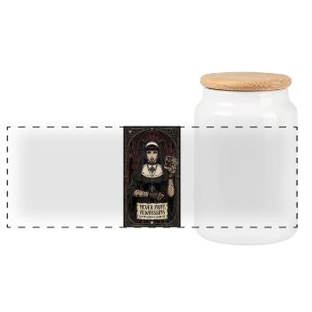 Never Pray, Always Sins Gothic Nun - Panoramic Cookie Jar with Wooden Lid - white - Front