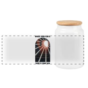 Fear as a signpost: solution - Panoramic Cookie Jar with Wooden Lid - white - Front