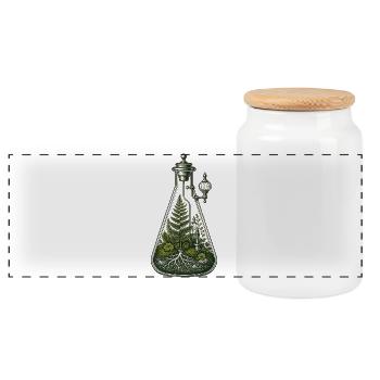 Botanical Beaker Terrarium Science Illustration - Panoramic Cookie Jar with Wooden Lid - white - Front