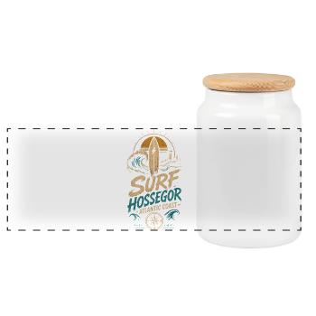 Hossegor Surfing - Boîte à biscuits avec couvercle en bois - blanc - Devant