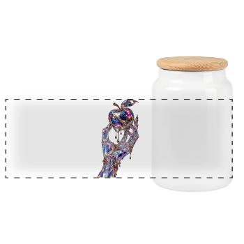 Main de pomme en cristal métallique - Boîte à biscuits avec couvercle en bois - blanc - Devant