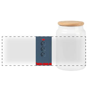 Trois douilles sur fond bleu - Boîte à biscuits avec couvercle en bois - blanc - Devant