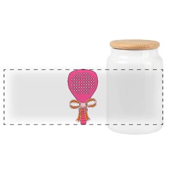 Padel Racket Gift - Panoramic Cookie Jar with Wooden Lid - white - Front