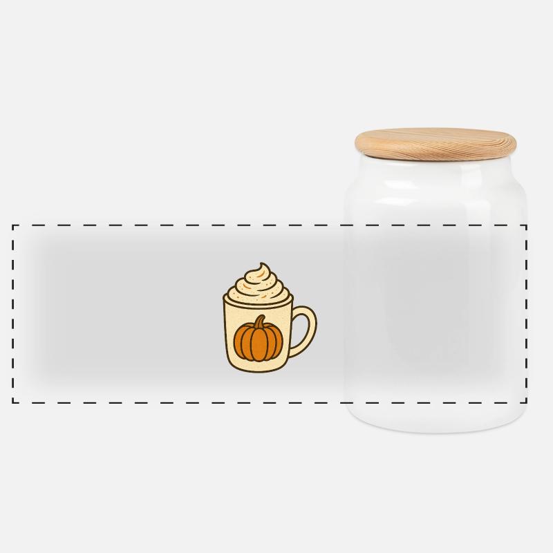 Pumpkin Spice - Panorama Keksdose mit Holzdeckel - Weiß