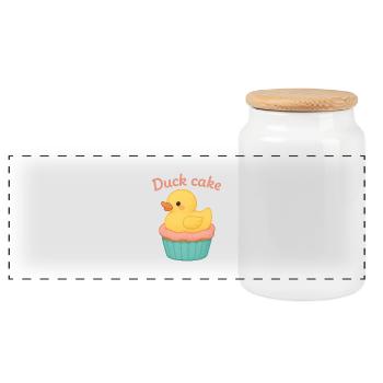 Gâteau au canard – Canard sucré sur Cupcake Design avec H - Boîte à biscuits avec couvercle en bois - blanc - Devant