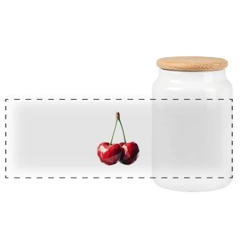 Cherries in polygon style - Panoramic Cookie Jar with Wooden Lid - white - Front