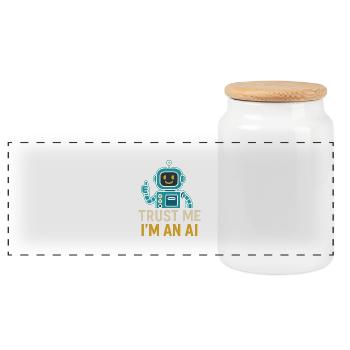 Trust Me, I'm an AI - Panoramic Cookie Jar with Wooden Lid - white - Front