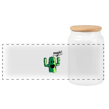 snuggle - Panoramic Cookie Jar with Wooden Lid - white - Front