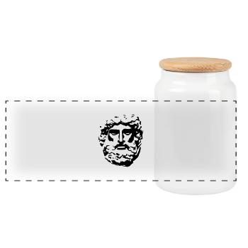 Antique - Boîte à biscuits avec couvercle en bois - blanc - Devant