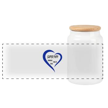 super papi coeur - Boîte à biscuits avec couvercle en bois - blanc - Devant