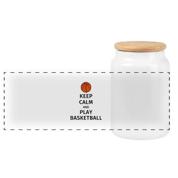 keep calm and play basketball - Boîte à biscuits avec couvercle en bois - blanc - Devant
