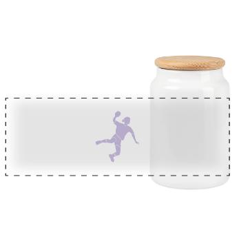Handball Mädchen - Panorama Keksdose mit Holzdeckel - Weiß - Vorne