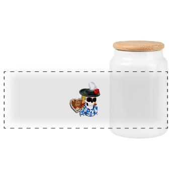 Fetz’n Gaudi - Boîte à biscuits avec couvercle en bois - blanc - Devant