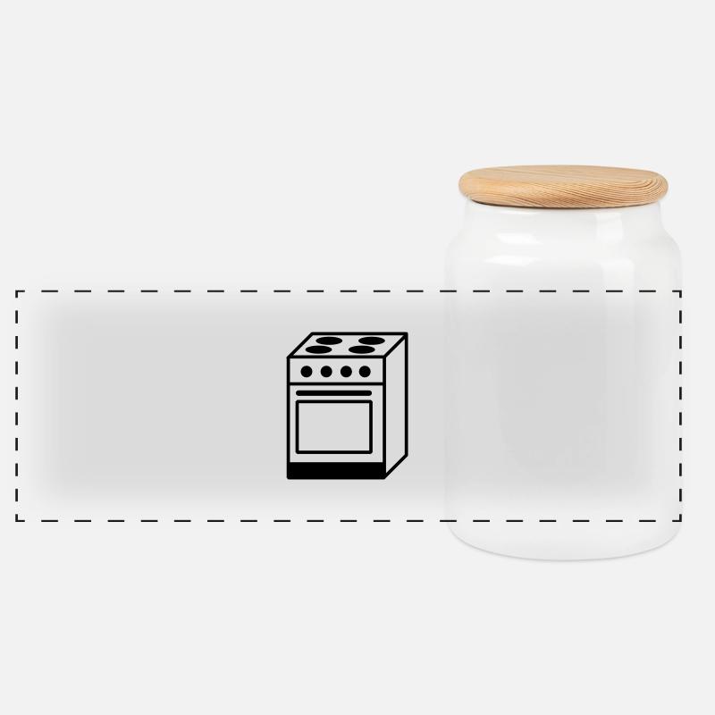 cuisinière - Boîte à biscuits avec couvercle en bois - blanc
