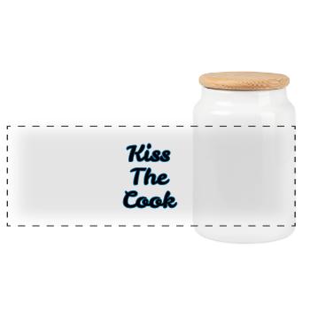kiss the cook - Panorama Keksdose mit Holzdeckel - Weiß - Vorne