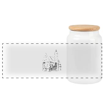 Nördlingen T-Shirt Rathaus schwarz - Panorama Keksdose mit Holzdeckel - Weiß - Vorne
