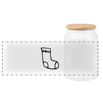 Socke, Weihnachtssocke,Strumpf,Noel,Geschenk - Panorama Keksdose mit Holzdeckel - Weiß - Vorne