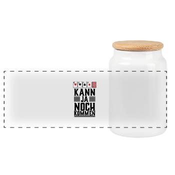 Poker chemise, peut encore venir - Boîte à biscuits avec couvercle en bois - blanc - Devant