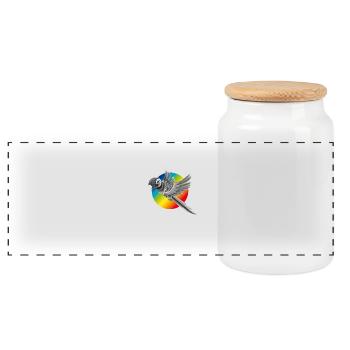 Perroquet arc-oiseau coloré mignon volant com - Boîte à biscuits avec couvercle en bois - blanc - Devant