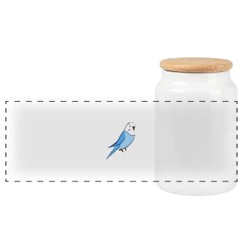 Budgie blue - Panoramic Cookie Jar with Wooden Lid - white - Front