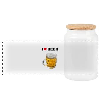 I Love Beer - Panorama Keksdose mit Holzdeckel - Weiß - Vorne