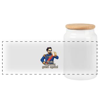 Bavaria great again II - King Ludwig drunk - - Panorama Keksdose mit Holzdeckel - Weiß - Vorne