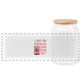 I just really like pigs ok? - animal love gift - Panorama Keksdose mit Holzdeckel - Weiß - Vorne