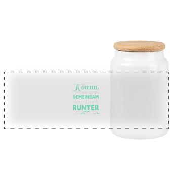 Gemeinsam den Bach runter Spruch Geschenk - Panorama Keksdose mit Holzdeckel - Weiß - Vorne