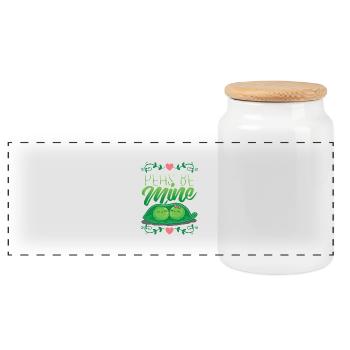 Valentine's day Vegan Vegetarian gardeners gift - Panoramic Cookie Jar with Wooden Lid - white - Front