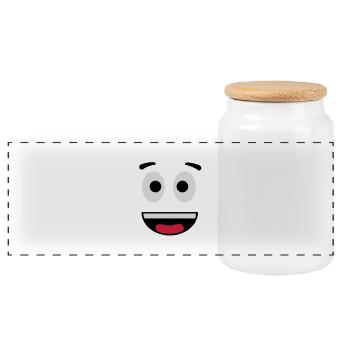 face_f3 - Panoramic Cookie Jar with Wooden Lid - white - Front