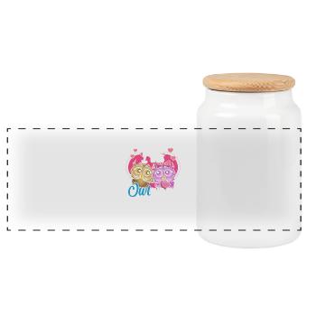 OWL heart I will Owlways always love you gift - Panoramic Cookie Jar with Wooden Lid - white - Front