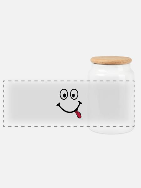 smiley - Panorama Keksdose mit Holzdeckel - Weiß