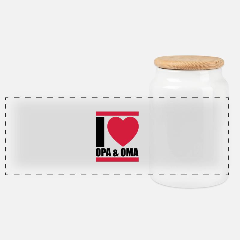 i love oma & opa - Panorama Keksdose mit Holzdeckel - Weiß