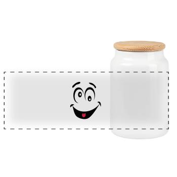 smiley dingue1 - Boîte à biscuits avec couvercle en bois - blanc - Devant