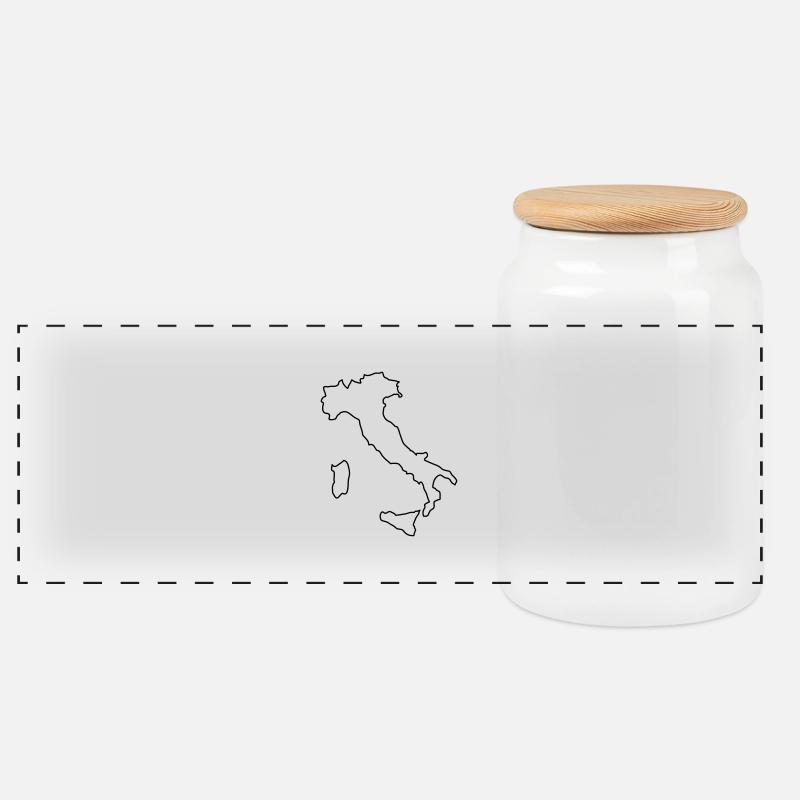Italia - Umriss - Panorama Keksdose mit Holzdeckel - Weiß