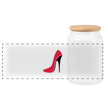 Sexy Stiletto / High Heel - three - Panorama Keksdose mit Holzdeckel - Weiß - Vorne