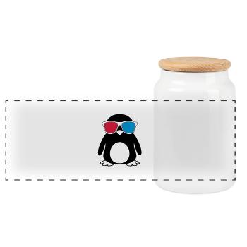 Swaggy Penguin - Panorama Keksdose mit Holzdeckel - Weiß - Vorne